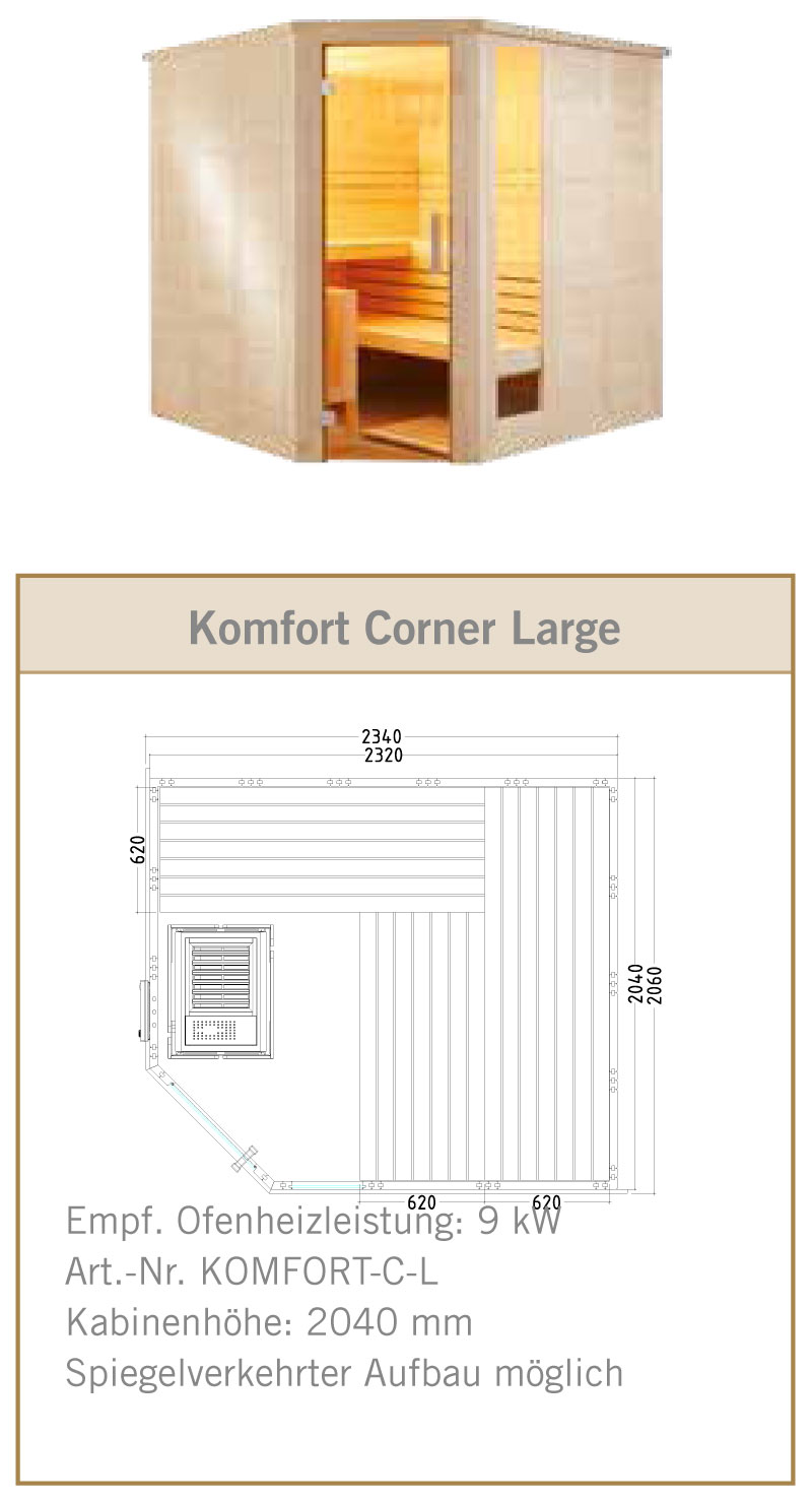 Sauna Standard Komfort Corner Large