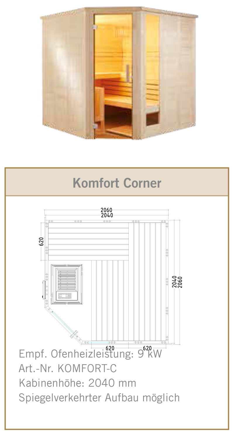 Standard-Sauna Komfort Corner